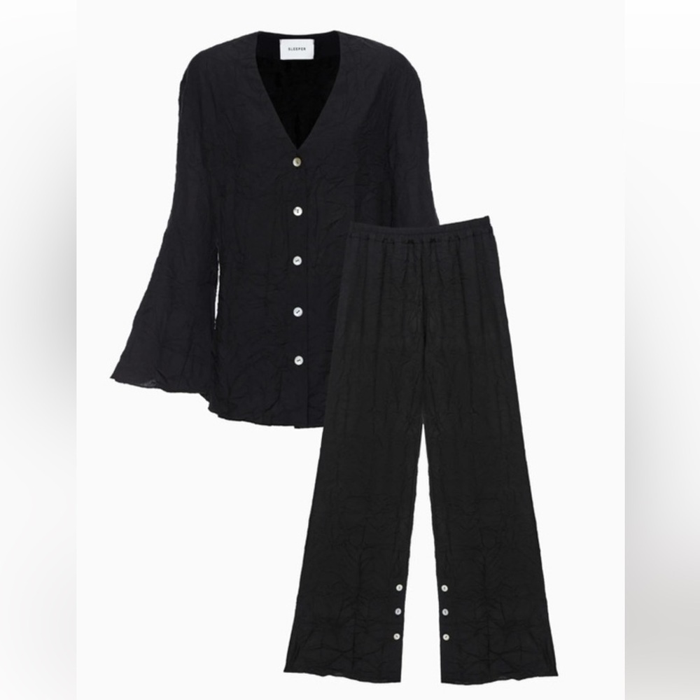 Sleeper Never Iron Pajamas Set Black Crinkle